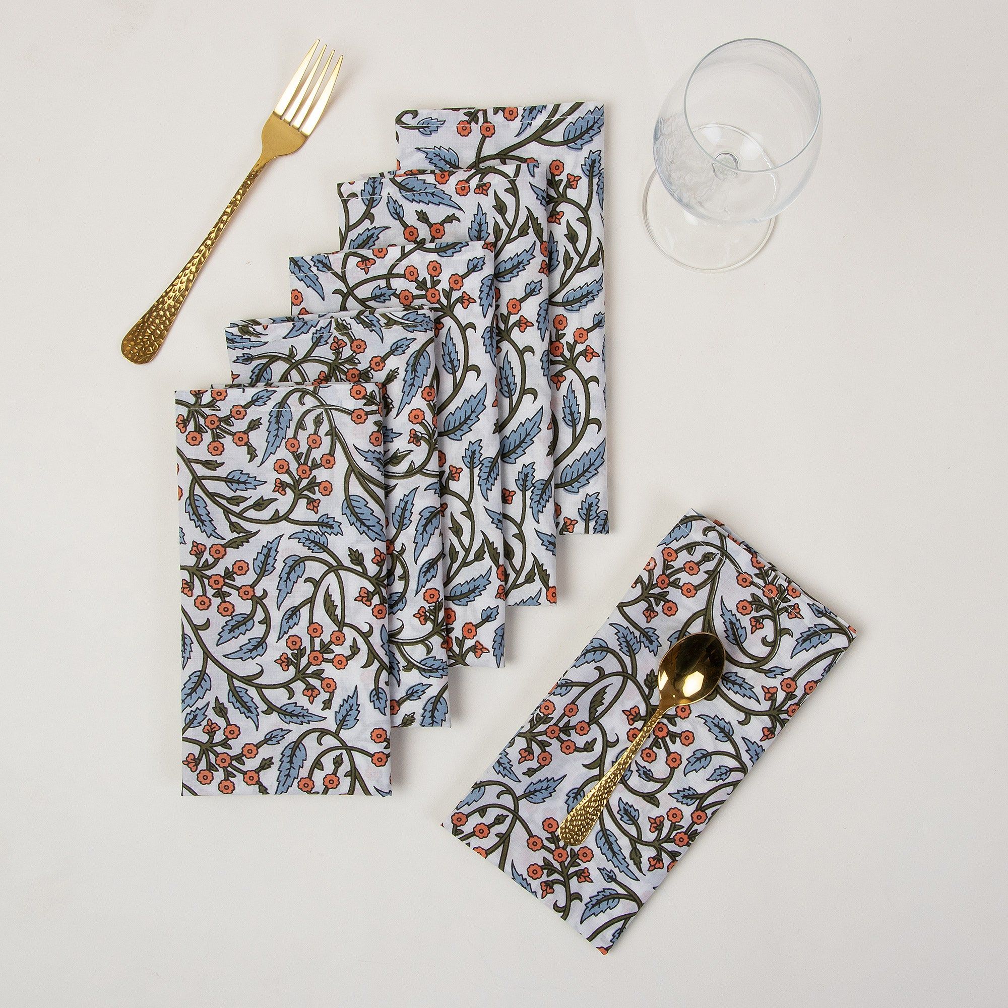 Hand Block Floral Cotton Reusable Fancy Rumal